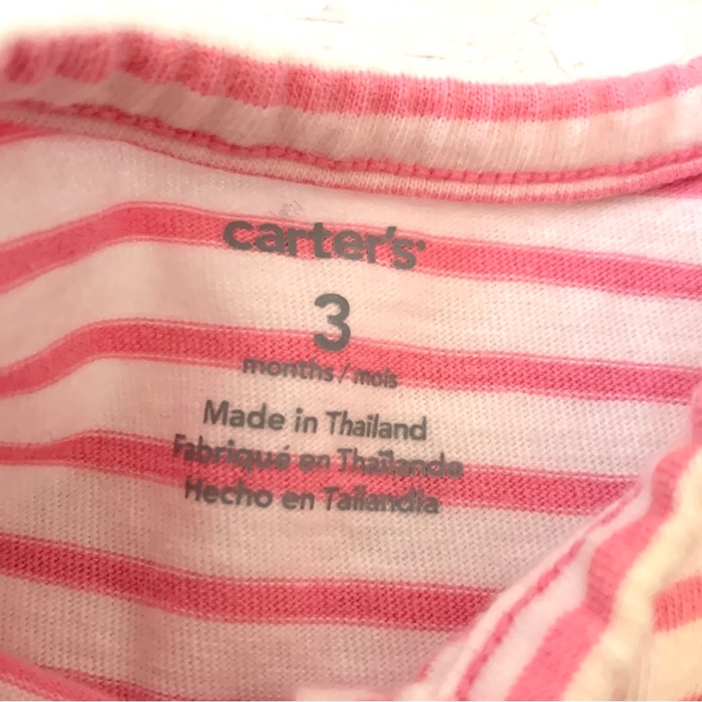 Carters 3m Baby Girl Summer Outfit Pink Peplum Striped Shirt & Gray Bloomers - Picture 4 of 4